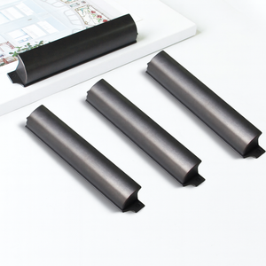 Factory Price Zinc Alloy Matte <b>Black</b> <b>Edge</b> Pull Handle Modern Minimalist Style for Kitchen Cabinet Bedroom Bathroom Furniture - Product Image 2