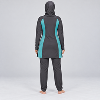 Ensemble Burkini Modeste 3 Pièces pour Femmes, avec Capuche, Dentelle, Imperméable, Respirant, Couleur Noire Unie