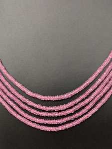 Collar de cuentas redondas de zafiro rosa de 5 capas, hecho a mano, joyería de piedras preciosas naturales, collar de zafiro de plata 925, venta al por mayor. - Product Image 4