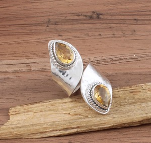 แหวนเงินแท้ 925 ประดับพลอยเทอร์ควอยซ์สีเหลืองธรรมชาติ ทรงเหลี่ยมเจียระไน ประดับพลอยประจำเดือนพฤศจิกายน ขายส่ง - Product Image 2