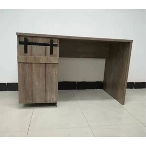 Scrivania per Home Office 92205 Hazelnut con un mobiletto, tre ripiani, anta scorrevole effetto fienile su cerniere metalliche Euro, pannello decorativo, scrivania per computer - Product Image 5