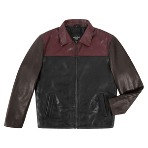 Custom 100% Genuine Lambskin Nappa Leather <b>Jacket</b> Multicolor Back Chevron Stripe Classic Collar Zip Front Casual Leather <b>Jacket</b> - Product Image 5