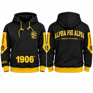 Sudadera con capucha y cremallera Alpha Phi Alpha con letras griegas para hombre, 100% algodón, bordado digital, forro polar negro y dorado, ideal para invierno. - Product Image 4