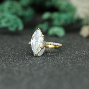 แหวนหมั้นเพชรโมอิสซาไนต์ทรงมาร์คีส์ เงินแท้ 925 สำหรับผู้หญิง แหวนแต่งงานสุดหรู แหวนขอแต่งงาน เครื่องประดับสั่งทำ - Product Image 4