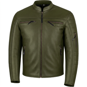 Unisex <b>Motorcycle</b> <b>Jacket</b> Natural <b>Buffalo</b> Leather Breathable Quick Dry Ventilation Cruiser Biker Touring Custom Full Sleeve - Product Image 1