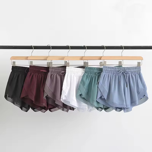 <b>Women's</b> Solid Color Sport <b>Shorts</b> With Drawstring Elastic Waist Knitted Fabric Loose Fit High Rise Casual Style - Product Image 3