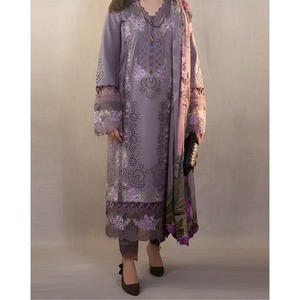 Vestido de tela CHIKANKARI de 3 piezas con bordado Grace S1266 y dupatta estampada Munar - Product Image 6