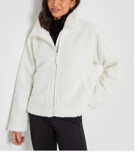 Plain <b>white</b> Loose Long Sleeve Sports Fleece Sweatshirt Coat Wholesale Custom Logo <b>Women's</b> zipper <b>Hoodie</b> - Product Image 2