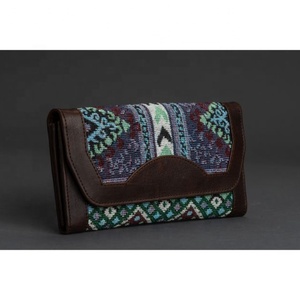 กระเป๋าคลัทช์ของผู้หญิงแบบรีไซเคิลทำด้วยมือแท้กระเป๋าสตางค์หนังขนสัตว์หนังหนาสีรุ้งทรงหนากระเป๋าใส่บัตร ATM - Product Image 1