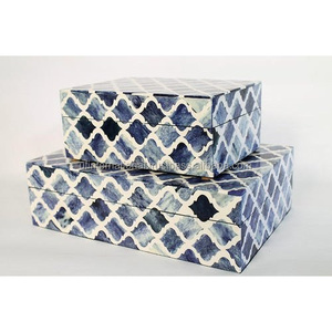 Boîte d'incrustation en os/résine Unique, nouvelle boîte de bijoux design/boîte d'incrustation en os de conception de fleur faite à la main pour taille personnalisée - Product Image 2