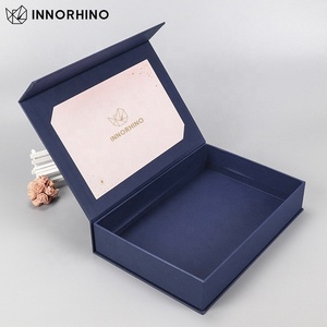 Luxury Black Blue Brown Custom Logo Paper Packaging Book Shape Magnetic Lid Flip Top Clothes Garment Shoes Dress Gift Rigid Box