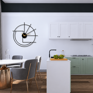 Modern Geometric Metal <b>Wall</b> <b>Clock</b> Abstract Round Designer <b>Clock</b> Black Gold Decorative <b>Wall</b> Art Contemporary <b>Living</b> <b>Room</b> Home - Product Image 3