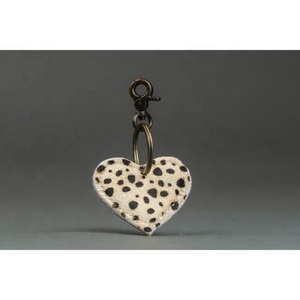 LW Handcrafted Personalized Compass Keychain Heart Shape Leather with Leopard and Cow Print <b>Key</b> <b>Ring</b> - Product Image 4
