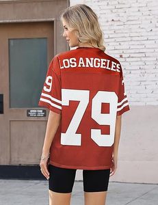Camiseta Deportiva Y2K de Gran Tamaño, Transpirable, Estampada, Estilo Fútbol Americano, Cuello en V, Manga Corta, para Hombre y Mujer - Product Image 3