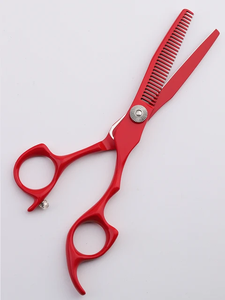 Kit de ciseaux de barbier professionnels en acier inoxydable avec poignées en caoutchouc, pour droitiers, 28 dents, pour la coiffure à domicile ou en salon - Product Image 3
