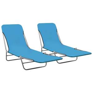 Set di 2 Lettini Prendisole Blu Premium per Esterni, Comfort e Stile - Product Image 1