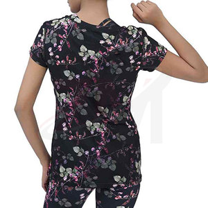 Camiseta de Mujer con Estampado Floral, Manga Corta, Cuello Redondo, Corte Ajustado, Informal, Transpirable, de Poliéster Tejido para Primavera/Verano - Product Image 2