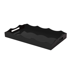 Mono Color Rectangle Scalloped Rattan Serving <b>Tray</b>, Durable Eco-Friendly Decorative Platter for Home & Hotel, Made In Viet Nam - Product Image 3