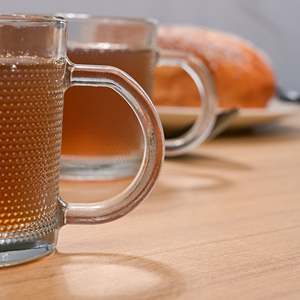 Transparent Textured Glass Tea <b>Cup</b> <b>Set</b> of 2 400ml Tumbler & Coffee Mugs with Infuser Reusable & Food Safe for Weddings & Hotels - Product Image 3
