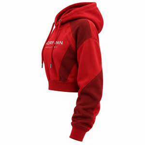 Sudadera Corta de Algodón con Capucha Azul para Mujer, Manga Larga, Estilo Deportivo de Invierno, Bordada, OEM, Tejida, Talla Grande - Product Image 2
