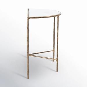 Mesa auxiliar estrecha contemporánea con patas de estilo rama delgada, soporte de exhibición para sala de estar, blanco y dorado - Product Image 4