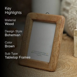 Handmade Foldable Wooden Photo <b>Frame</b> Rectangular Rustic Elegant Vintage Modern Tabletop Decor Vertical Orientation - Product Image 4