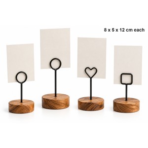 Aqdus Saleem Handgefertigte Quadratische Mid-Century Modern Abstrakte Design Holz-Eisen Menükartenhalter Set - Großhandel Indien - Product Image 1