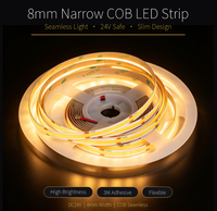 Bande lumineuse LED COB multicolore 320 LED/m 8mm PCB DC12V/24V Ruban LED flexible sans points CRI>90 IP33 Découpable Éclairage paysager