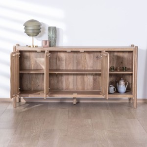 Vandana Amber Aspect 3-door <b>sideboard</b> with niches in mango wood, Japandi style Orobie, 180 cm - Product Image 3