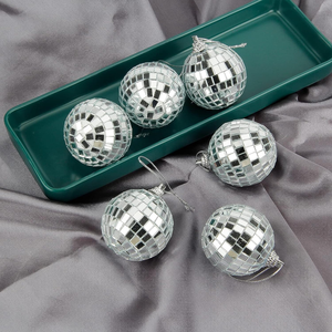 <b>Small</b> Silver Mirror Disco Ball <b>Christmas</b> Ornament Party <b>Decoration</b> Reflective Mosaic Xmas Tree Hanging Bauble Festive Holiday - Product Image 3