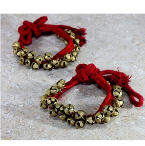 Ghungroo de latón hecho a mano para danza Kathak india con cuerda de algodón azul, par de campanas de tamaño estándar, accesorios para danza clásica - Product Image 6
