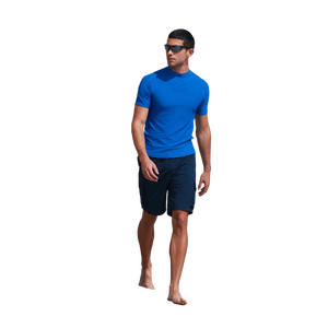 Men's <b>Blue</b> Short Sleeve Compression <b>T</b>-Shirt Slim Fit Quick Dry Knitted Polyester O-Neck Casual Solid Color - Product Image 3