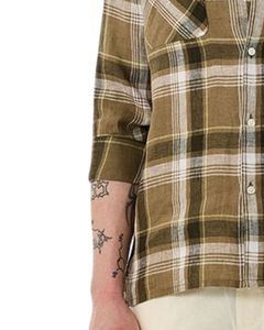Men Olive Green And Beige Plaid Cotton Flannel <b>Shirt</b> Long Sleeve <b>Button</b> Down Casual Winter Checked <b>Shirt</b> OEM Factory Fit Wear - Product Image 5