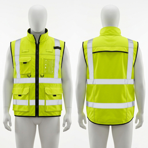 Chaleco de Seguridad de Malla de Poliéster Transpirable de 120 GSM, Certificado CE, Talla Grande, Amarillo Fluorescente, Cinta Reflectante, Logotipo Personalizado - Product Image 4
