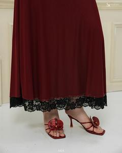 Wholesale Women's Lace-Trim Stretch Mesh Maxi <b>Dress</b> with Built-In Bra ET3424 - Product Image 5