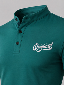 Chemise Homme Verte à Manches Courtes avec Logo Brodé Original, Poche Décontractée, Polaire Écologique Respirante, Coupe Classique, Prix Abordable - Product Image 2