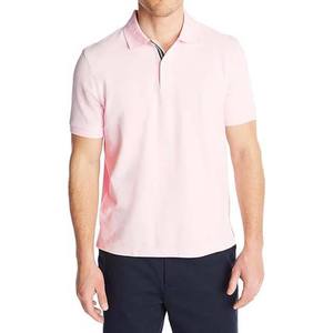 เสื้อโปโลแขนสั้นสีชมพูอ่อนสำหรับผู้ชาย สีพื้น ผ้าถัก ระบายอากาศได้ดี ผ้าฝ้าย ทรงปกติ - Product Image 3