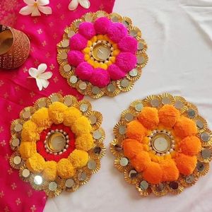 Indian Handmade <b>Gota</b> Patti Kumkum Platter For Rakhi, Diwali Festive Favor Wedding Return Gifts Roli Chawal Platter Housewarming - Product Image 3