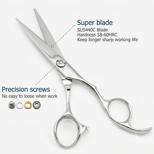 NYBL-55 5.5inch Straight <b>Left</b>-<b>handed</b> <b>Scissors</b> JAPAN 440C Sharp 58-59HRC Hardness Stainless Steel Handle Barber Shears Hair 28 - Product Image 3