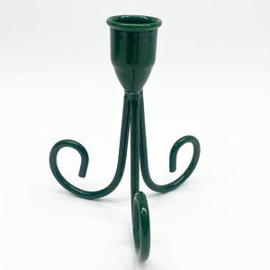 Elegant Forest Green Metal Wrought Iron Taper Candle Holder Scrollwork <b>Tripod</b> Base Rustic Farmhouse Decor Centerpiece for Dining - Product Image 1