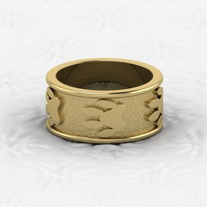 Best Selling Solid 925 Silver 10mm Wide Memorial Personalized Paw Print Polished Dog Lover Animal Keepsake Jewelry Gift For Men - Product Image 1
