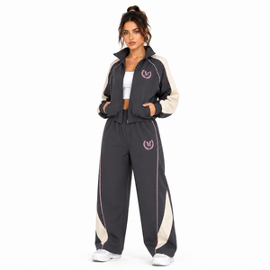 Vintage Windbreaker Set Classic Color Block <b>Zip</b> Top Loose <b>Trousers</b> Embroidered Heritage Sportswear High Quality Fast Shipping - Product Image 3