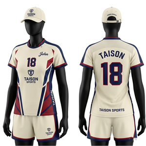 Uniforme de Floorball Personalizado para Mujer, 180 GSM, Poliéster de Secado Rápido, Beige Marino, Paneles en Contraste, Sublimado, Ropa de Equipo - Product Image 4
