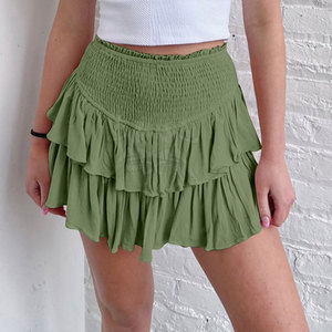 Jupe à volants confortable pour femme, jupe à volants haut de gamme pour femme, tissu respirant avec taille élastique et couches de volants tendance - Product Image 4