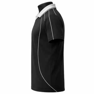 Polo Negro de Manga Corta con Ribete Blanco, Cuello en V, Corte Regular, Camiseta Casual de Punto para Hombre - Product Image 3