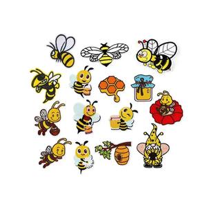 Hot Sale Wholesale Bulk New Bee Design Custom Embroidery Patches Heat <b>Press</b> Reasonable Price Iron on Embroidery Patch for Cloth - Product Image 1