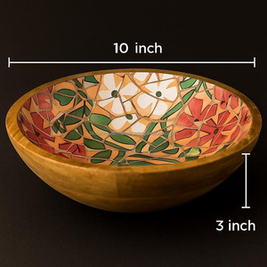 Tazón de Madera Pulido a Mano de Alta Calidad, con el Mejor Acabado, Ideal para una Presentación Elegante en la Mesa del Comedor, Decoración para el Hogar y la Cocina - Product Image 4