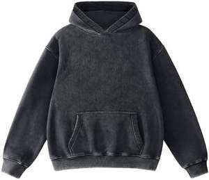 Sudadera con Capucha Unisex de Moda, Lisa, de Algodón con Lavado Ácido, Informal, para Diseño y Estampado Personalizados - Product Image 1