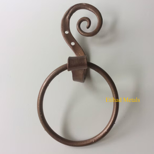 Anillo para toallas forjado a mano, decoración rústica para baño estilo granja, soportes para toallas forjados a mano, anillo para toallas de cobre, negro, bronce aceitado - Product Image 3