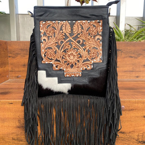 Bolso bandolera con flecos de cuero de gran tamaño hecho a mano de lujo para mujer, bolso de hombro de moda oculto de piel de vaca Premium personalizado - Product Image 4